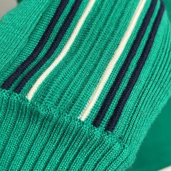 Vintage Unisex Meister Kelly Green Racing Stripe Ski Sweater Crewneck Pullover - Picture 3 of 8
